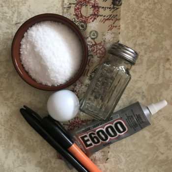 Supplies for Salt Shaker Snowman