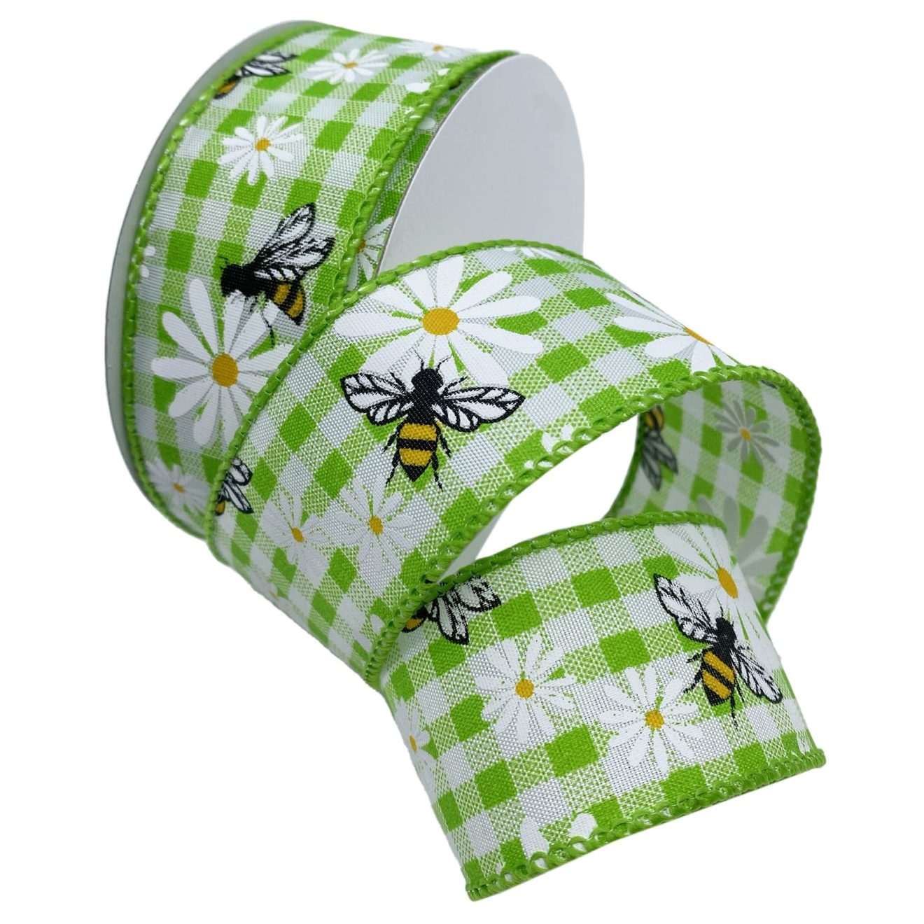 1-1/2" BEES & BLOSSOMS 10YD Apple Green